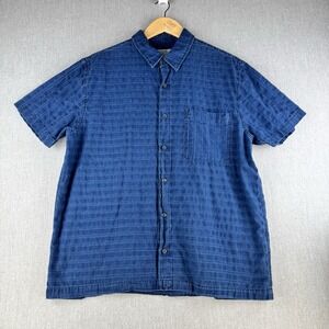 Sun + Stone Shirt Mens XL Blue Short Sleeve Button Up Cotton Casual